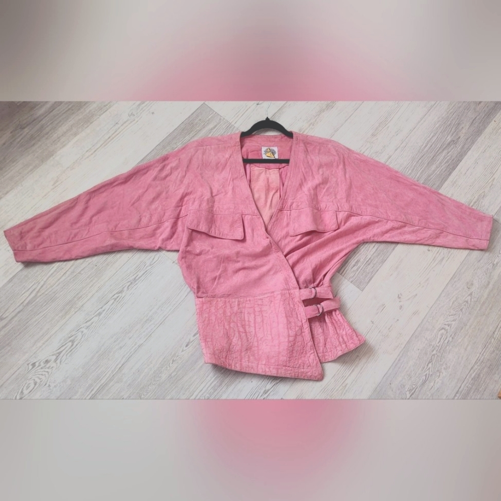 Beautiful And Unique Pink Wrap LeatherJacket !
